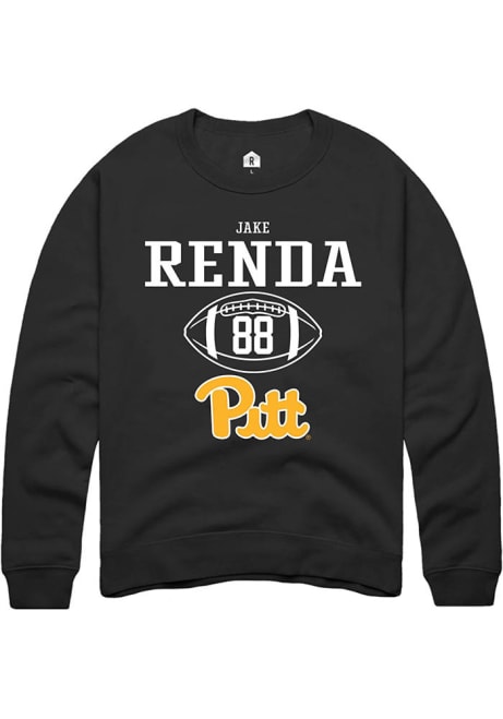 Jake Renda Rally Mens Black Pitt Panthers NIL Sport Icon Crew Sweatshirt