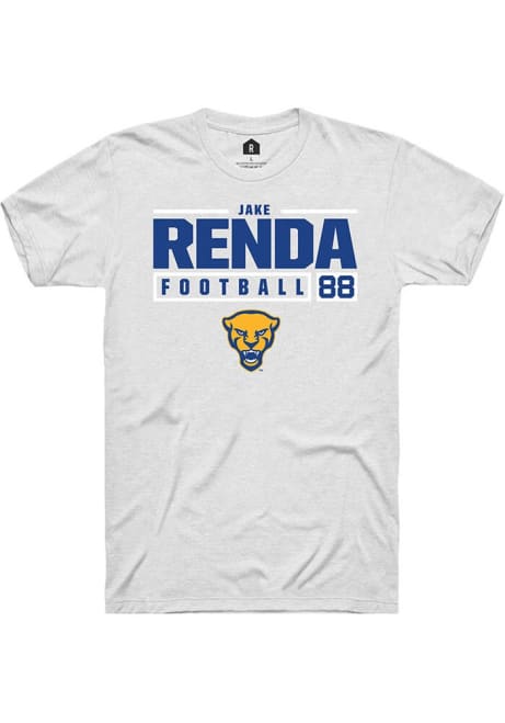 Jake Renda White Pitt Panthers NIL Stacked Box Short Sleeve T Shirt