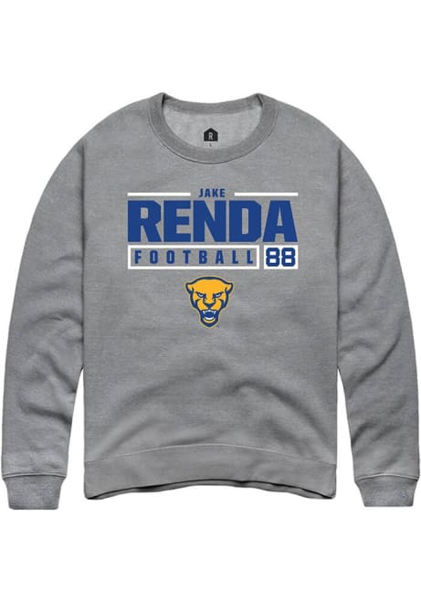 Jake Renda Rally Mens Graphite Pitt Panthers NIL Stacked Box Crew Sweatshirt