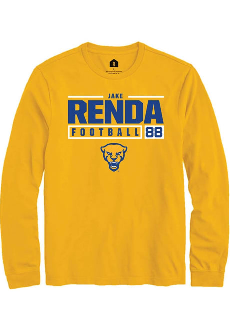 Jake Renda Rally Mens Gold Pitt Panthers NIL Stacked Box Tee