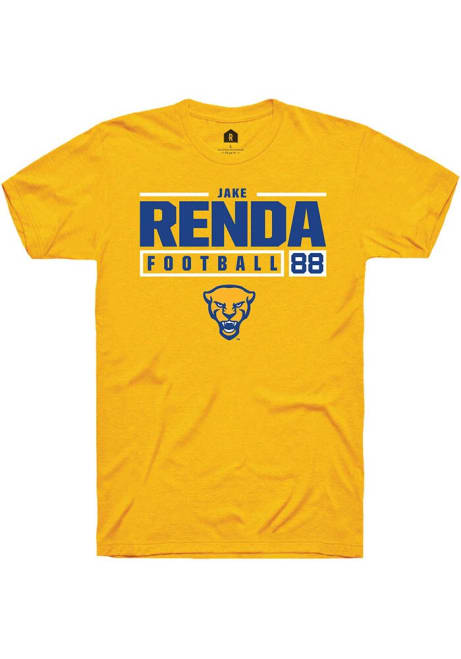 Jake Renda Gold Pitt Panthers NIL Stacked Box Short Sleeve T Shirt