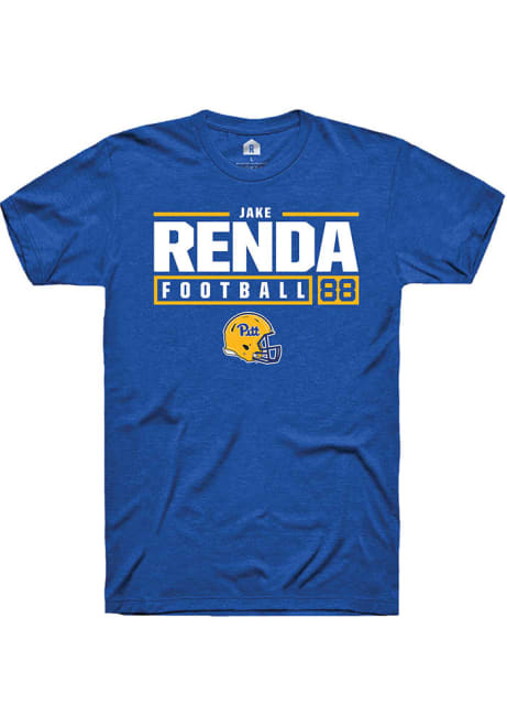 Jake Renda Blue Pitt Panthers NIL Stacked Box Short Sleeve T Shirt