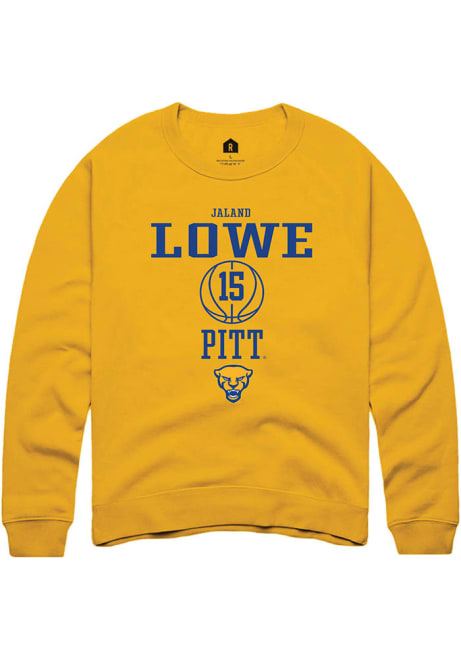 Jaland Lowe Rally Mens Gold Pitt Panthers NIL Sport Icon Crew Sweatshirt