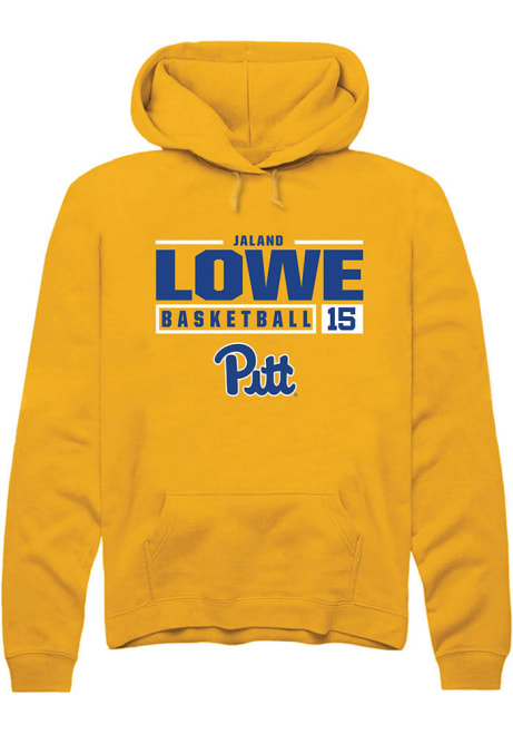 Jaland Lowe Rally Mens Gold Pitt Panthers NIL Stacked Box Hooded Sweatshirt