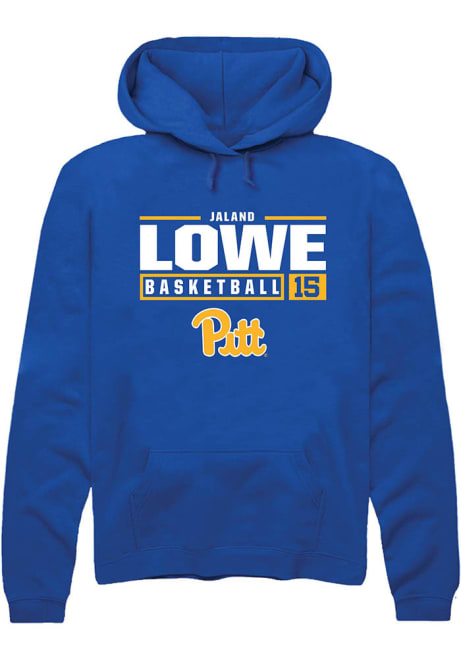 Jaland Lowe Rally Mens Blue Pitt Panthers NIL Stacked Box Hooded Sweatshirt