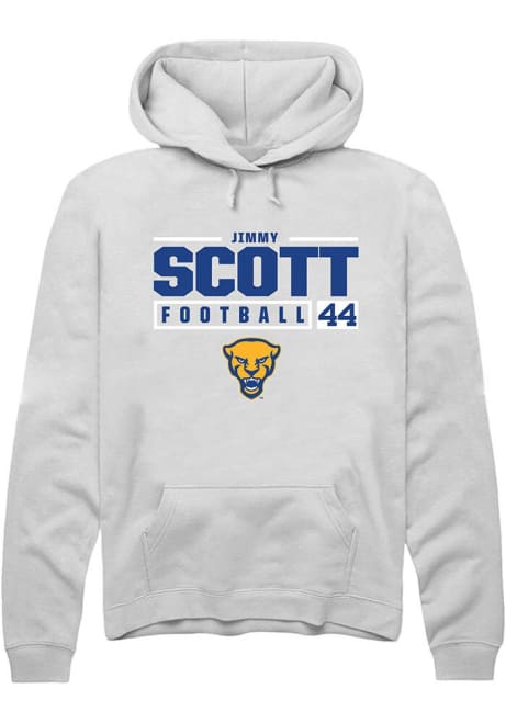 Jimmy Scott Rally Mens White Pitt Panthers NIL Stacked Box Hooded Sweatshirt