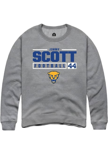 Jimmy Scott Rally Mens Graphite Pitt Panthers NIL Stacked Box Crew Sweatshirt