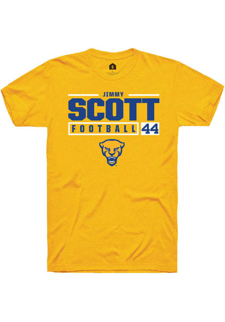 Jimmy Scott Gold Pitt Panthers NIL Stacked Box Short Sleeve T Shirt