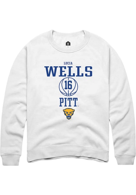 Lucia Wells Rally Mens White Pitt Panthers NIL Sport Icon Crew Sweatshirt