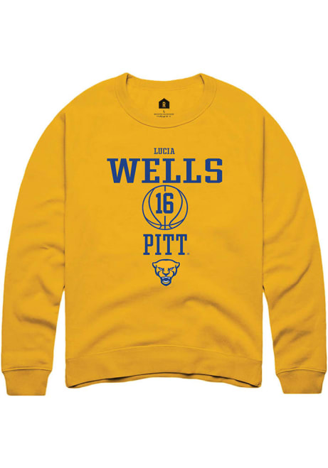 Lucia Wells Rally Mens Gold Pitt Panthers NIL Sport Icon Crew Sweatshirt