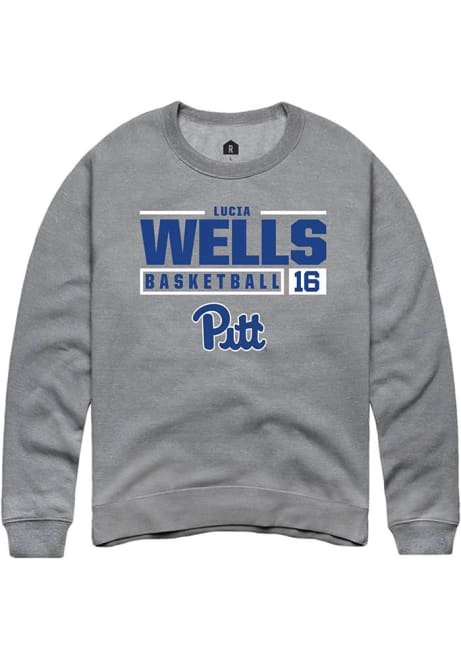 Lucia Wells Rally Mens Graphite Pitt Panthers NIL Stacked Box Crew Sweatshirt