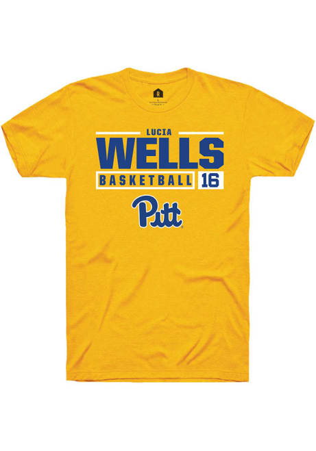 Lucia Wells Gold Pitt Panthers NIL Stacked Box Short Sleeve T Shirt