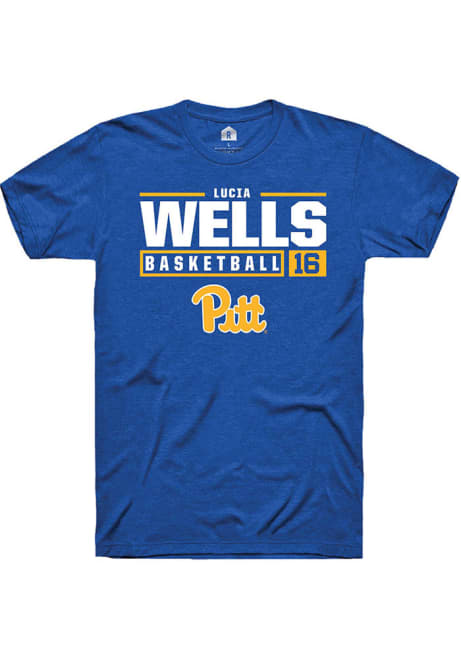 Lucia Wells Blue Pitt Panthers NIL Stacked Box Short Sleeve T Shirt