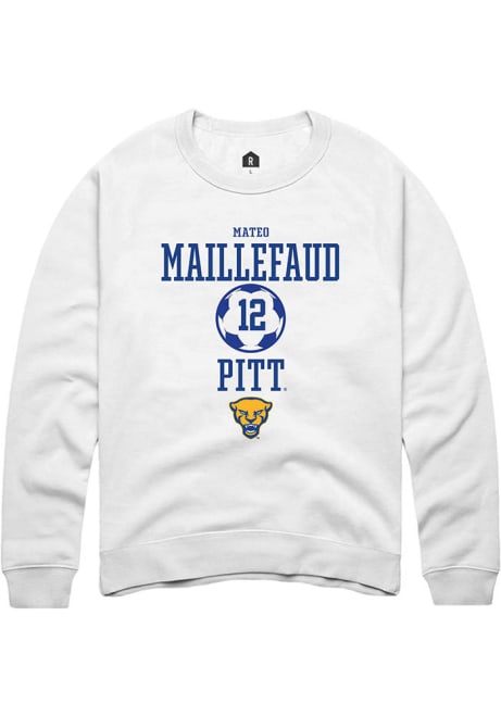 Mateo Maillefaud Rally Mens White Pitt Panthers NIL Sport Icon Crew Sweatshirt