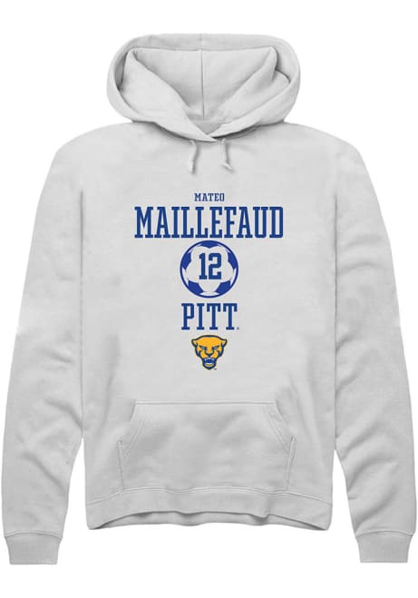 Mateo Maillefaud Rally Mens White Pitt Panthers NIL Sport Icon Hooded Sweatshirt