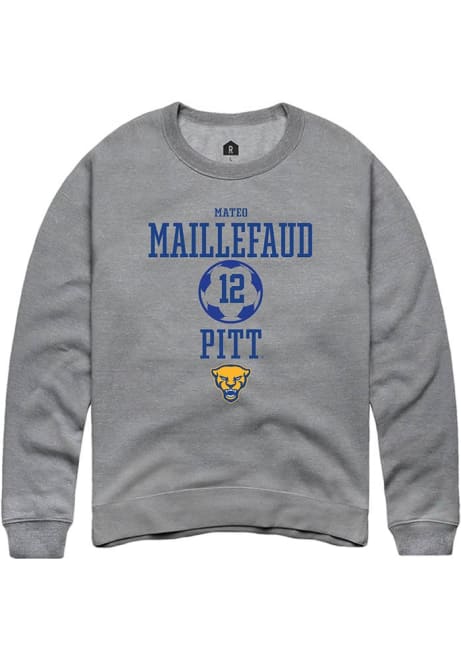 Mateo Maillefaud Rally Mens Graphite Pitt Panthers NIL Sport Icon Crew Sweatshirt