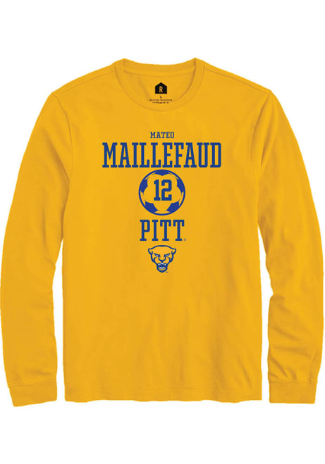 Mateo Maillefaud Rally Mens Gold Pitt Panthers NIL Sport Icon Tee