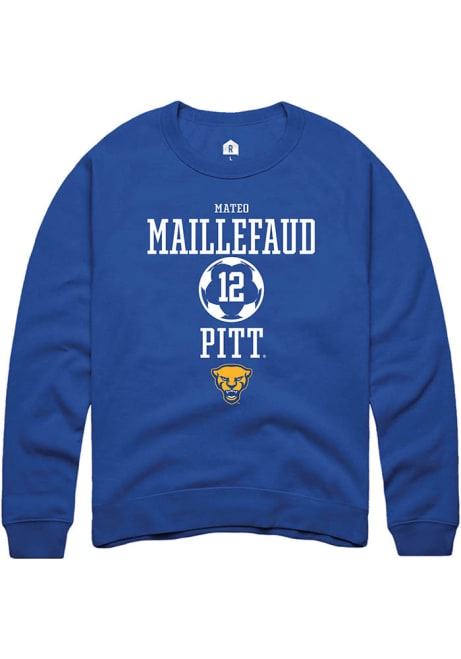 Mateo Maillefaud Rally Mens Blue Pitt Panthers NIL Sport Icon Crew Sweatshirt