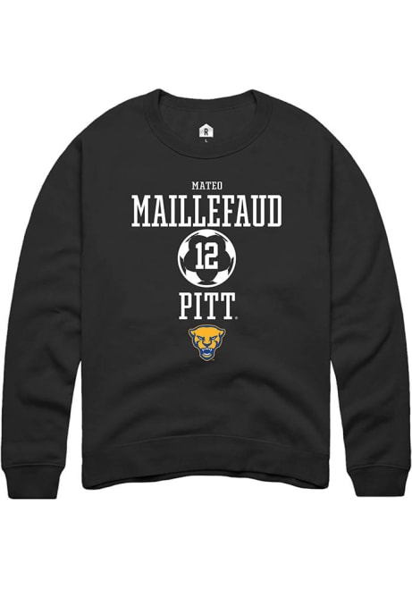 Mateo Maillefaud Rally Mens Black Pitt Panthers NIL Sport Icon Crew Sweatshirt