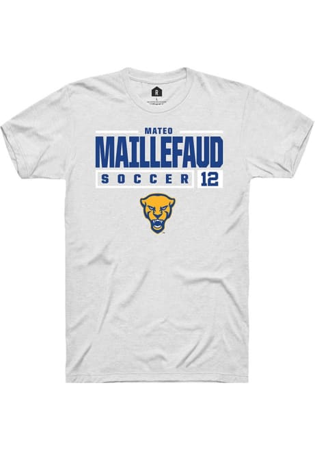 Mateo Maillefaud White Pitt Panthers NIL Stacked Box Short Sleeve T Shirt