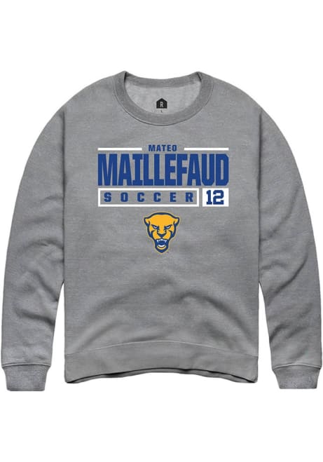 Mateo Maillefaud Rally Mens Graphite Pitt Panthers NIL Stacked Box Crew Sweatshirt