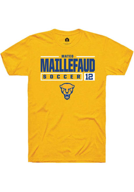 Mateo Maillefaud Gold Pitt Panthers NIL Stacked Box Short Sleeve T Shirt