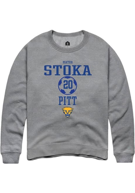 Mateo Stoka Rally Mens Graphite Pitt Panthers NIL Sport Icon Crew Sweatshirt