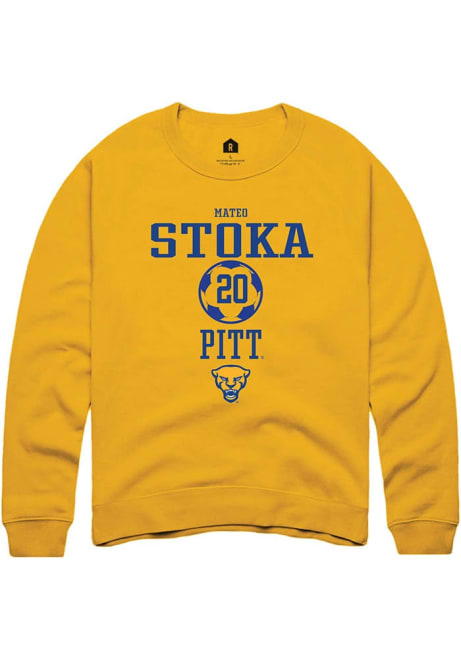 Mateo Stoka Rally Mens Gold Pitt Panthers NIL Sport Icon Crew Sweatshirt