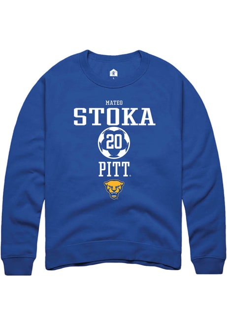 Mateo Stoka Rally Mens Blue Pitt Panthers NIL Sport Icon Crew Sweatshirt