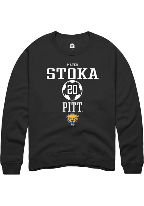 Mateo Stoka Rally Mens Black Pitt Panthers NIL Sport Icon Crew Sweatshirt