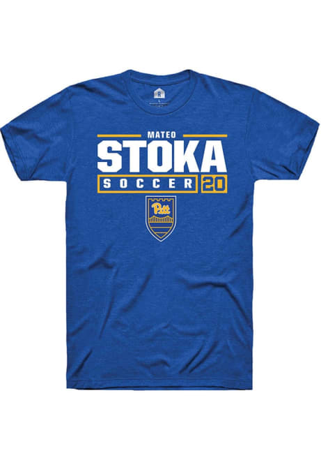 Mateo Stoka Blue Pitt Panthers NIL Stacked Box Short Sleeve T Shirt