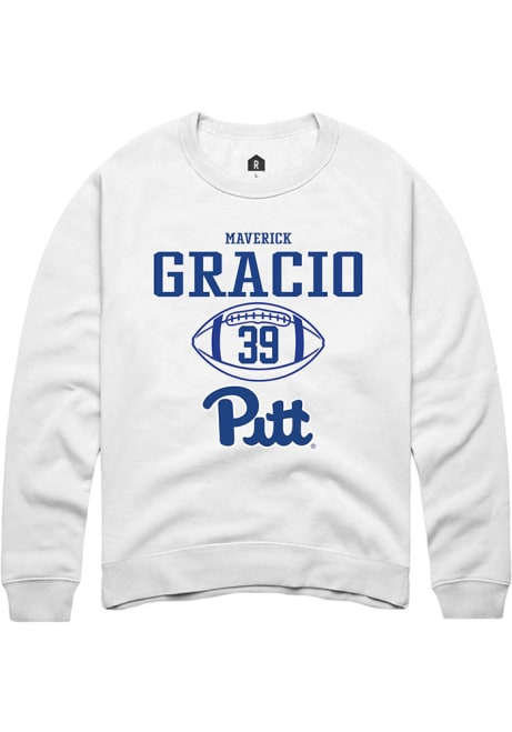 Maverick Gracio Rally Mens White Pitt Panthers NIL Sport Icon Crew Sweatshirt