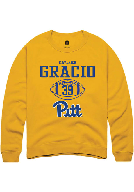 Maverick Gracio Rally Mens Gold Pitt Panthers NIL Sport Icon Crew Sweatshirt