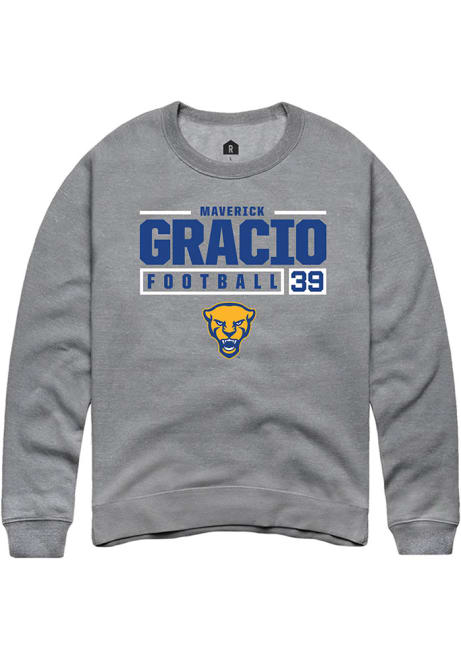 Maverick Gracio Rally Mens Graphite Pitt Panthers NIL Stacked Box Crew Sweatshirt