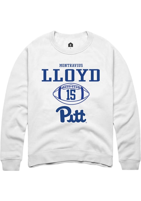 Montravius Lloyd Rally Mens White Pitt Panthers NIL Sport Icon Crew Sweatshirt