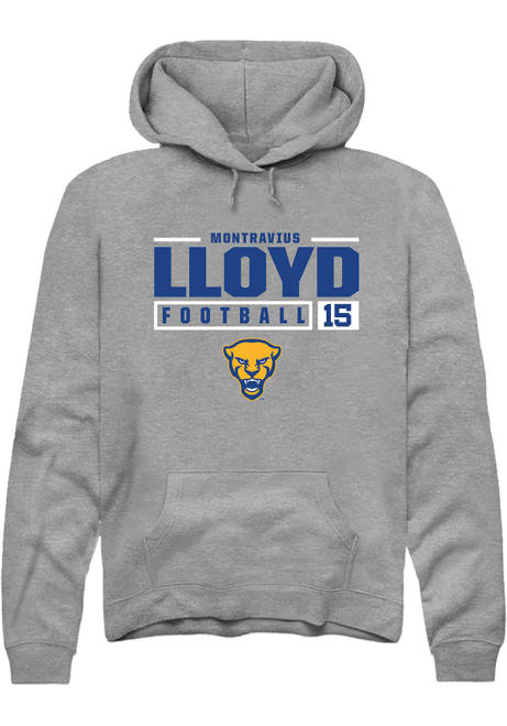 Montravius Lloyd Rally Mens Graphite Pitt Panthers NIL Stacked Box Hooded Sweatshirt