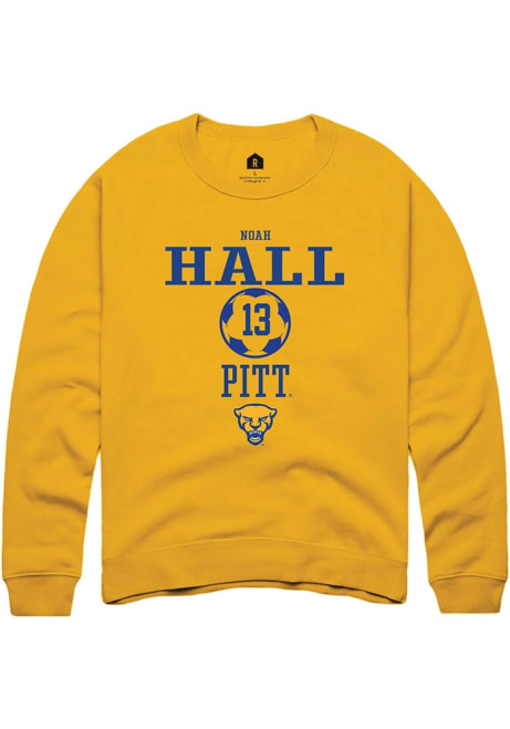 Noah Hall Rally Mens Gold Pitt Panthers NIL Sport Icon Crew Sweatshirt