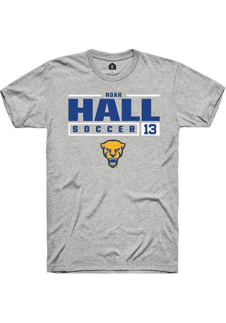 Noah Hall Ash Pitt Panthers NIL Stacked Box Short Sleeve T Shirt