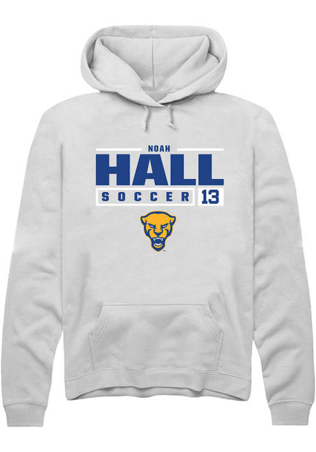 Noah Hall Rally Mens White Pitt Panthers NIL Stacked Box Hooded Sweatshirt