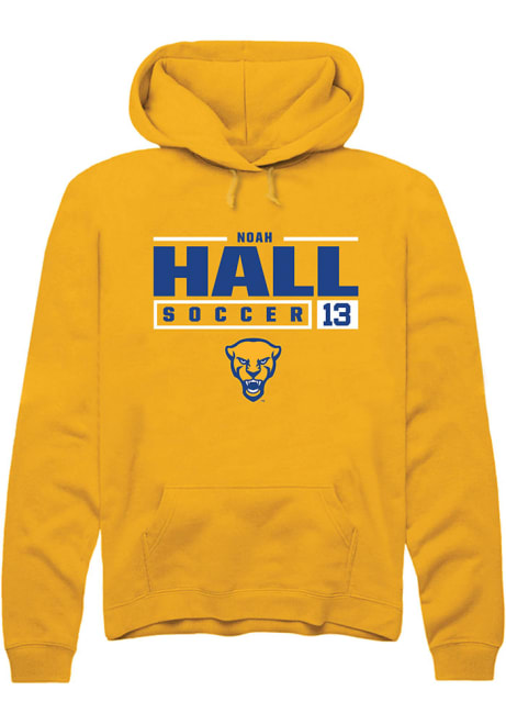 Noah Hall Rally Mens Gold Pitt Panthers NIL Stacked Box Hooded Sweatshirt