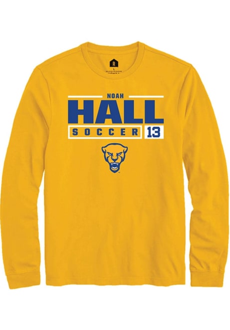 Noah Hall Rally Mens Gold Pitt Panthers NIL Stacked Box Tee