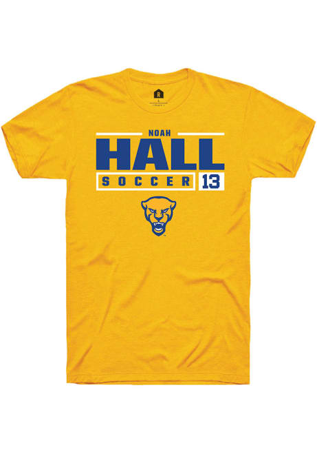 Noah Hall Gold Pitt Panthers NIL Stacked Box Short Sleeve T Shirt