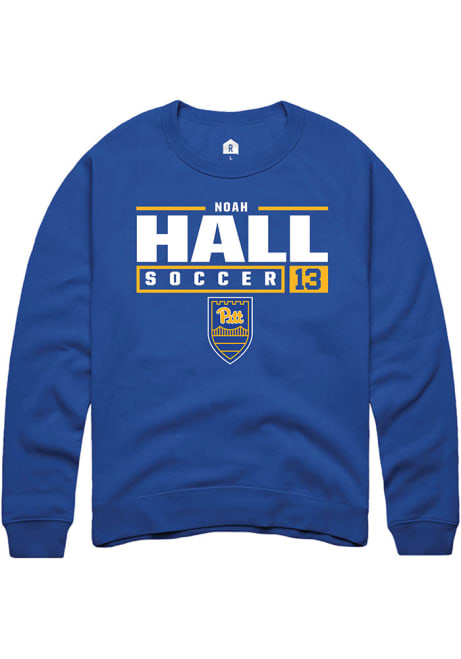 Noah Hall Rally Mens Blue Pitt Panthers NIL Stacked Box Crew Sweatshirt