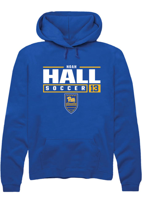 Noah Hall Rally Mens Blue Pitt Panthers NIL Stacked Box Hooded Sweatshirt