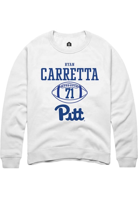 Ryan Carretta Rally Mens White Pitt Panthers NIL Sport Icon Crew Sweatshirt