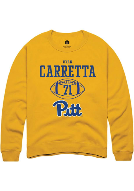 Ryan Carretta Rally Mens Gold Pitt Panthers NIL Sport Icon Crew Sweatshirt