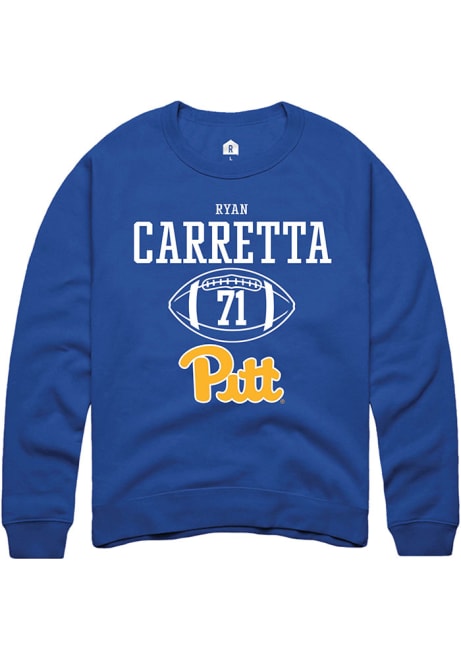 Ryan Carretta Rally Mens Blue Pitt Panthers NIL Sport Icon Crew Sweatshirt