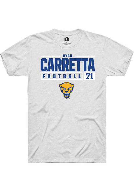 Ryan Carretta White Pitt Panthers NIL Stacked Box Short Sleeve T Shirt