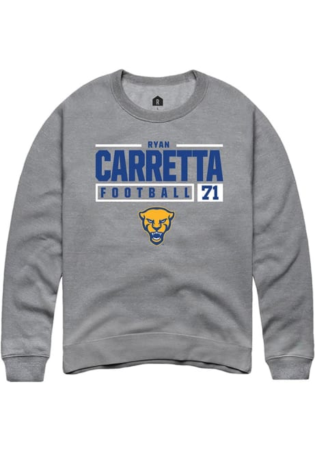 Ryan Carretta Rally Mens Graphite Pitt Panthers NIL Stacked Box Crew Sweatshirt