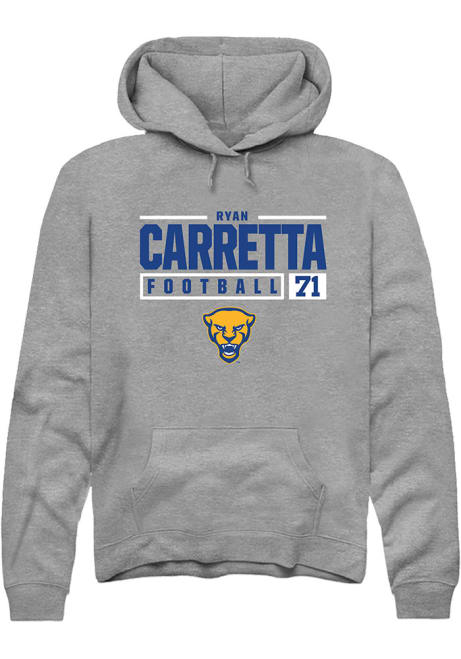 Ryan Carretta Rally Mens Graphite Pitt Panthers NIL Stacked Box Hooded Sweatshirt